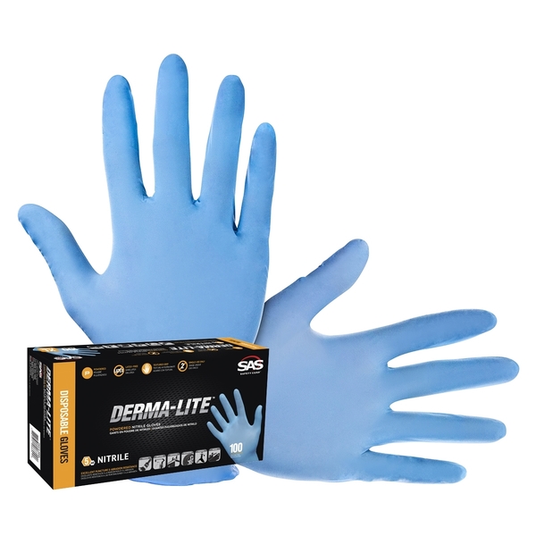 Sas Survival Air Sys Box Of 100 Derma-Lite Powdered Disp. Nitrile Gloves Xxl 6610